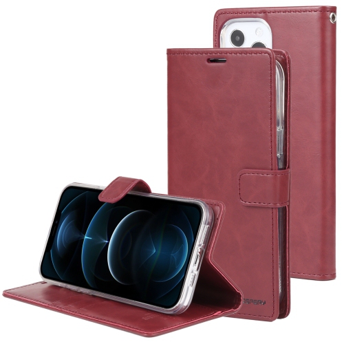 TopSave Goospery Bluemoon Card Slot w/Magnetic Clip Leather Folio Wallet Flip For iPhone 16e, Burgundy