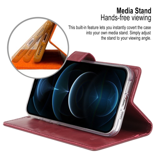 TopSave Goospery Bluemoon Card Slot w/Magnetic Clip Leather Folio Wallet Flip For iPhone 16e, Burgundy