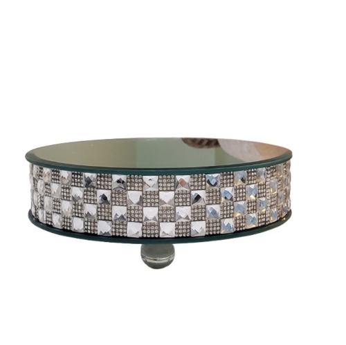 Plateau de coiffeuse avec base miroir, 8 po de diamètre