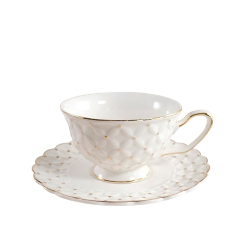 Tasse à thé et soucoupe à pois dorés de 6&nbsp;oz
