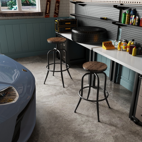 Homy Casa – Ensemble de 2 tabourets de salle à manger industriels vintage à hauteur réglable