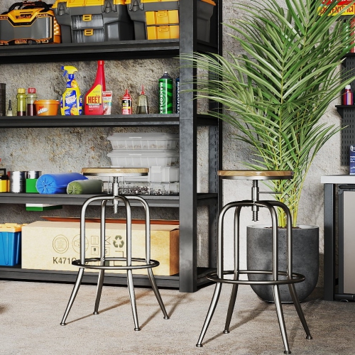 Homy Casa – Ensemble de 2 tabourets de salle à manger industriels vintage à hauteur réglable