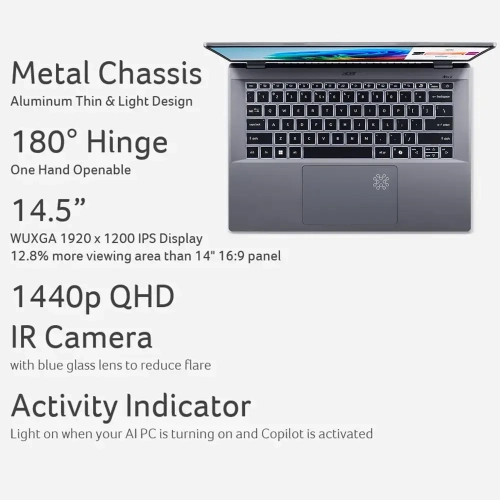 Open Box - Acer 14.5” Swift Go AI Copilot+PC 120Hz WUXGA IPS w/ 1 Year Warranty