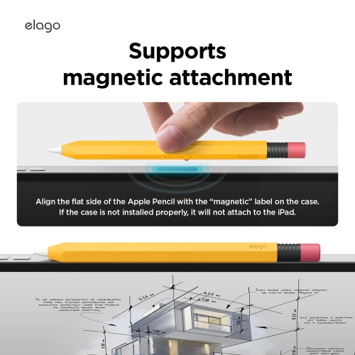Étui à stylet Elago Classic Pencil compatible avec l'Apple Pencil, Perfect Grip, l'habillage protecteur, l'étui en silicone, les supports magnétiques