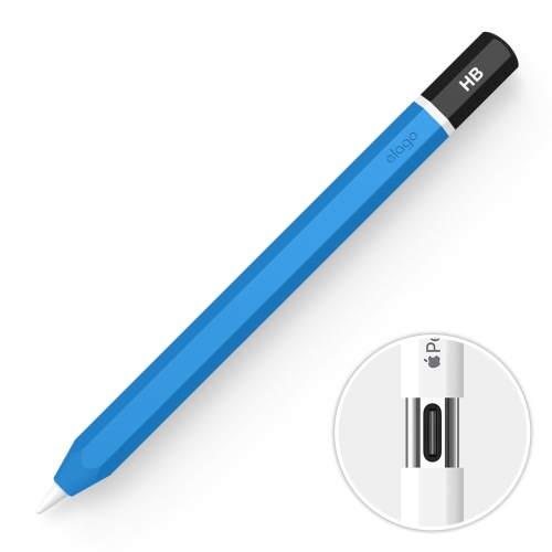 elago Classic Pencil Case Compatible with Apple Pencil, Perfect Grip, Protective Skin, Silicone Sleeve, Supports Magnetic Attachment (Blue)