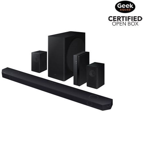Boîte ouverte - Barre de son 7.1.2 canaux Q850D de Samsung avec haut-parleur d'extrêmes graves - Noir