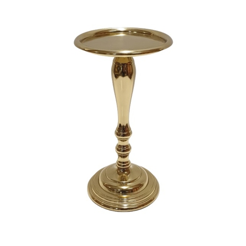 Ant.gold pillar candle h. 9" h.