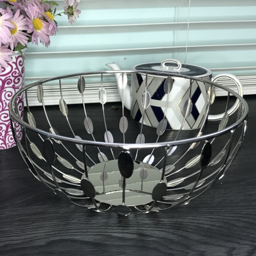 Panier rond argenté métallique de 9 po