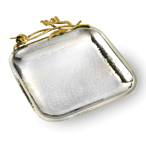 Gold butterfly square tray-8 1/4"