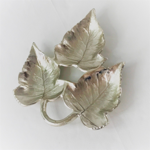 Triple Maple leaves Nickel colour nuts tray 11.75x 9.5 x 1.25"