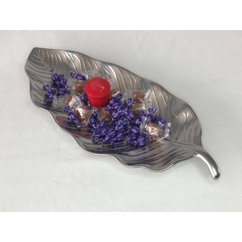 Botanic Collection Titanium Porcelain Matt silver leaf sering tray 17"