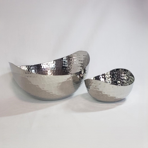 Hammered Stainless Steel Two Angle Bowl 6"
