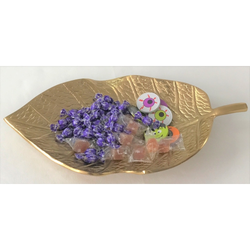 Leaf shape Gold colour serving tray 15 x 8.5 x 2"