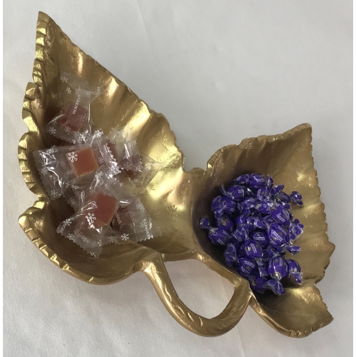 Leaf shape Nickel colour serving tray 15 x 8.5 x 2"