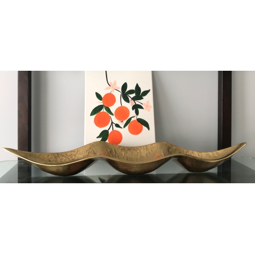 Triple section boat shape Gold colour nuts tray