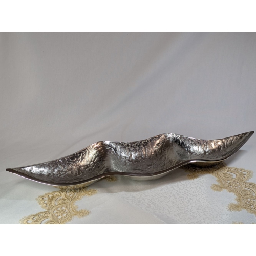 Premium Silver Metallic Triple Section Serving Bowl