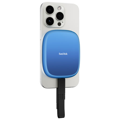 Disque SSD externe pour téléphone USB 3.2 de 1 To Creator de Sandisk avec MagSafe - Bleu