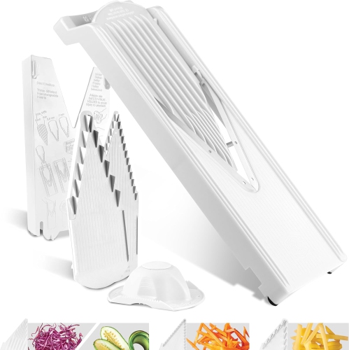 Image 1 of 4.. Börner V3 TrendLine Mandoline Starter Set – Vegetable Slicer, Safety Guard, Inserts, Collection Tray, and Multibox, White
