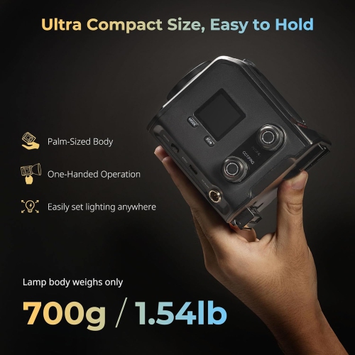 Remis à neuf - Lampe vidéo RC 100 B COB de SMALLRIG, lampe vidéo bicolore 2700K à 6500K, chargement rapide PD de type C