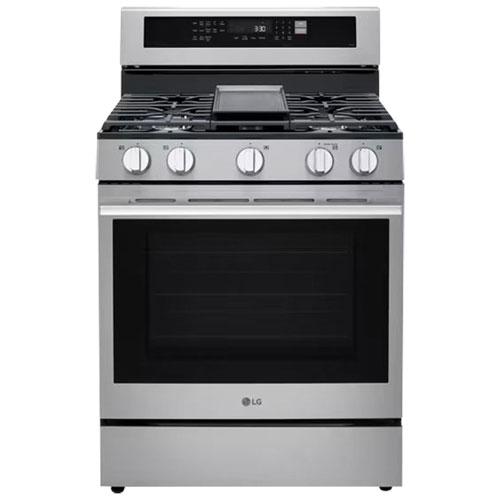 LG 30" 6.3 Cu. Ft. Fan Convection 5-Burner Freestanding Gas Air Fry Range - Stainless Steel