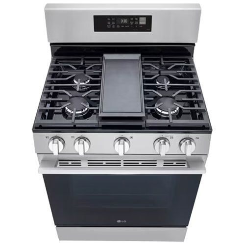 LG 30" 6.3 Cu. Ft. Fan Convection 5-Burner Freestanding Gas Air Fry Range - Stainless Steel