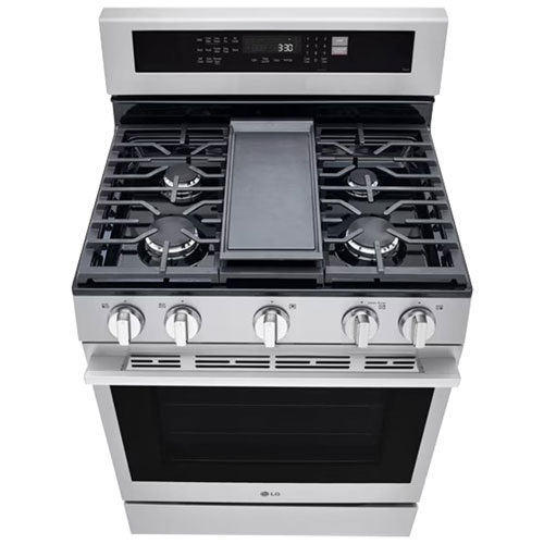 LG 30" 6.3 Cu. Ft. Fan Convection 5-Burner Freestanding Gas Air Fry Range - Stainless Steel