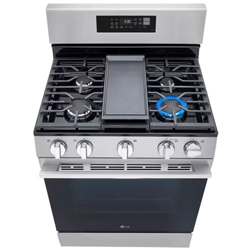 LG 30" 6.3 Cu. Ft. Fan Convection 5-Burner Freestanding Gas Air Fry Range - Stainless Steel