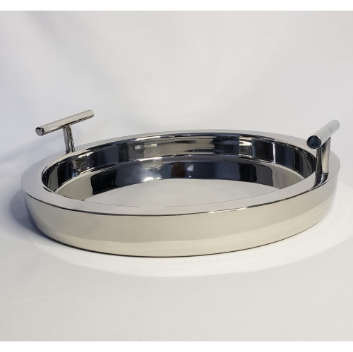 Stainless Steel Silver Double wall tray with T handles 14" dia
