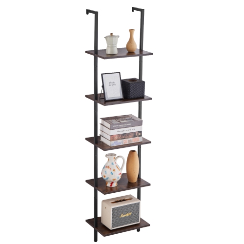 Image 1 of 9.. VEVOR 5 Tier 15.6x11.8in Industrial Square Pipe Shelf, Wall-Mount Floating Rustic Wood Shelves Bracket Display Bookshelf,Storage Rack Sundries Holder