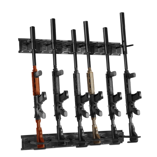 Image 1 de 9.. Support à fusil VEVOR, support mural pour pistolet intérieur, support vertical pour fusil à fusil à 6 fentes, support mural en métal robuste