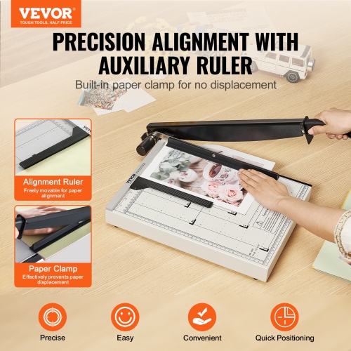 Coupe-papier VEVOR, coupe-guillotine, longueur de coupe de 15&nbsp;po, capacité de 16 feuilles, coupe-papier en guillotine robuste avec verrou de
