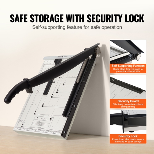 Coupe-papier VEVOR, coupe-guillotine, longueur de coupe de 15&nbsp;po, capacité de 16 feuilles, coupe-papier en guillotine robuste avec verrou de