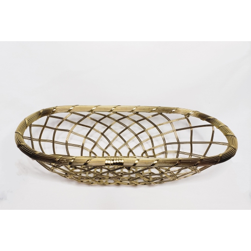 Panier ovale métallique doré 16 x 8,25&nbsp;po