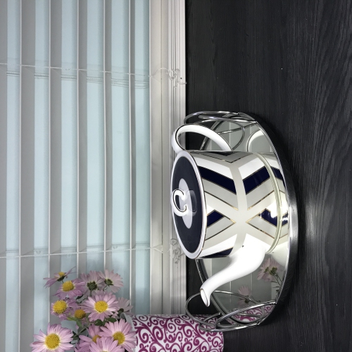 Silver Stainless Steel Round vanity tray with mirror 11"