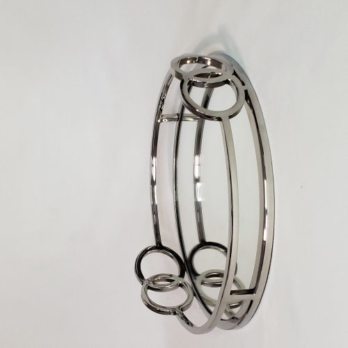 Image 1 of 5.. Luxury Silver Stainless Steel Round vanity tray with mirror 11"
