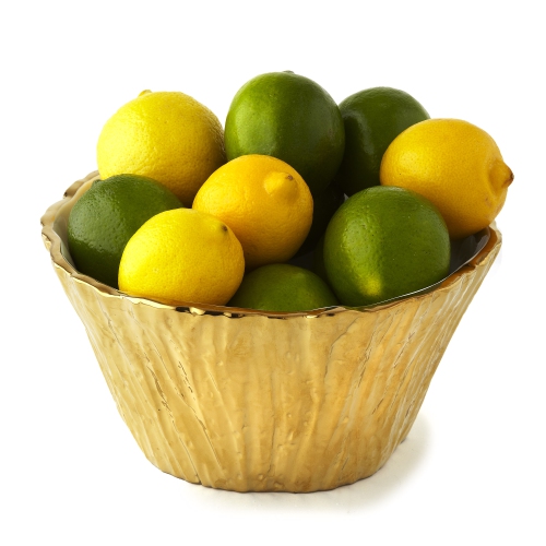 Jiallo Botanic Collection 8" Titanium Porcelain Ceramic Tree Bark Bowl in Gold