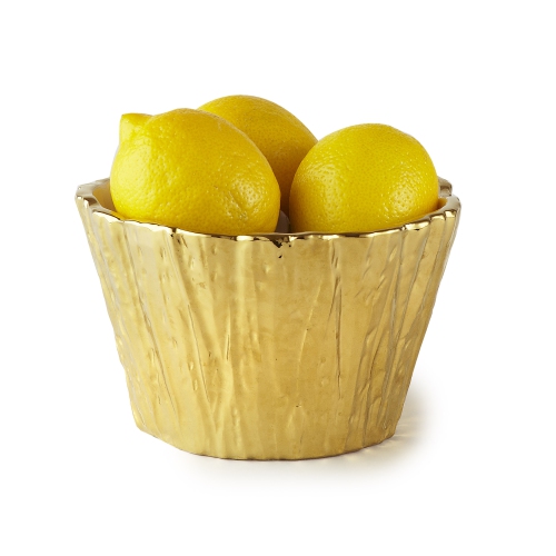 Jiallo Botanic Collection 5" Titanium Porcelain Ceramic Tree Bark Bowl in Gold