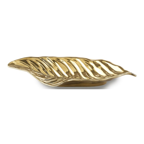 Image 1 of 2.. Jiallo Botanic Collection 17.25" Titanium Porcelain Ceramic Leaf in Gold