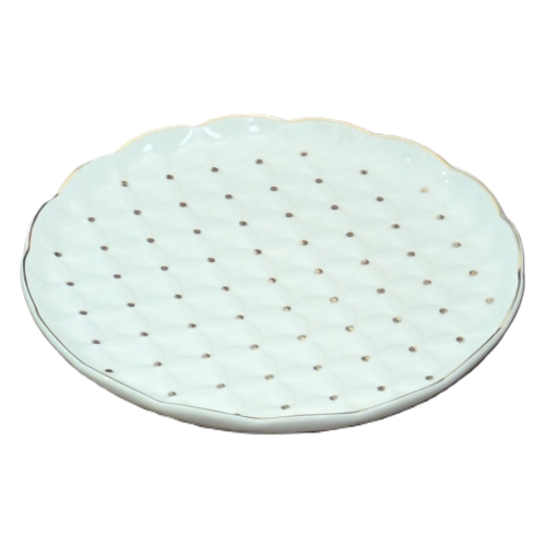 Image 1 of 3.. 7.5" Round Plate with Gold Polka Dot