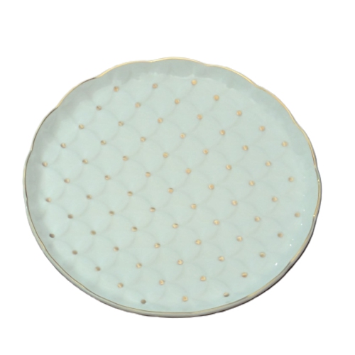 7.5" Round Plate with Gold Polka Dot