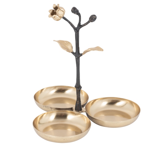 Image 1 of 2.. Eleanor triple candy dish - Satin Gold