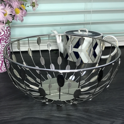 Silver Metallic 11" round basket
