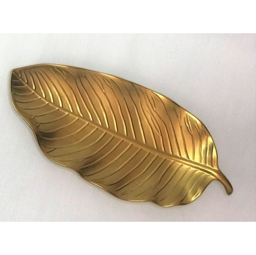 Jiallo Botanic – Assiette à feuilles en céramique, porcelaine et titane, 17&nbsp;po, doré