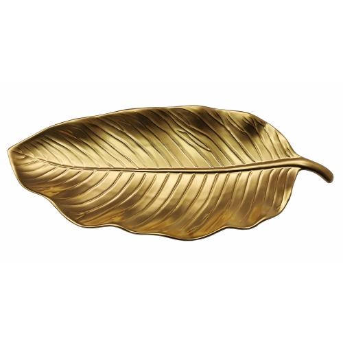 Jiallo Botanic – Assiette à feuilles en céramique, porcelaine et titane, 17&nbsp;po, doré