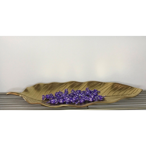 Jiallo Botanic – Assiette à feuilles en céramique, porcelaine et titane, 17&nbsp;po, doré