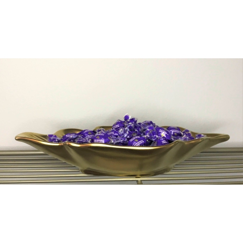 Jiallo Botanic – Assiette à feuilles profondes en titane, porcelaine, 16,25 po, or