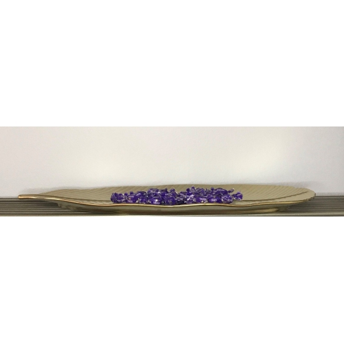 Jiallo Botanic Collection 16.25" Titanium Porcelain Ceramic Leaf Plate in Gold