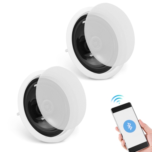 VEVOR 2 PCs 6.5'' Bluetooth in Ceiling Speakers, 150W, Flush Mount Ceiling & in-Wall Speaker System with 8ΩImpedance 89dB Sensitivity, for Home