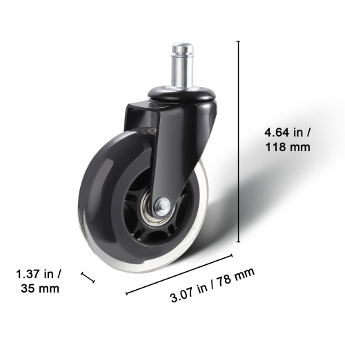 VEVOR Office Chair Wheels, Set of 5, 3 inch Caster Wheels Replacement for Hardwood Floors and Carpet, Heavy Duty Computer Gaming Desk Casters with
