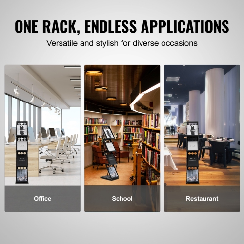VEVOR Foldable Magazine Display Rack, 4-Tier Brochure Literature Display Stand, Portable Catalog Brochure Holder Stand with Carrying Bag for Office